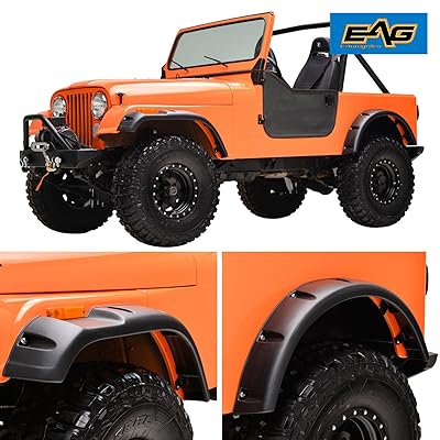 EAG Matte Black Fender Flares Pocket Rivet Wide Body Fit for 59-86 Wrangler CJ5 CJ6 CJ7