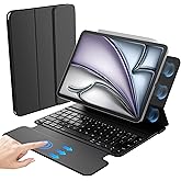 HOU Keyboard Case for iPad Air 11" M2/M3, 5th/4th Gen & Pro 11" (2018–2022, 1st–4th), Ultra Slim Smart Folio with Full-Surface Touchpad, Stylus Holder, and Lens Protection – Ideal for Work & Travel