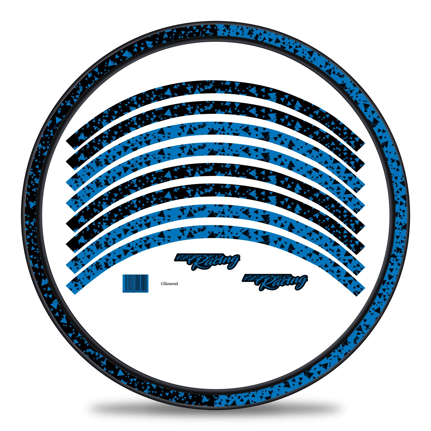 Finest Folia Neon Blue Bicycle Rim Stickers, Set of 16, 27 & 29 Inch, Modern Style, Vinyl Material, Colorful Theme, Outdoor Usage, Bike Decal — image 1