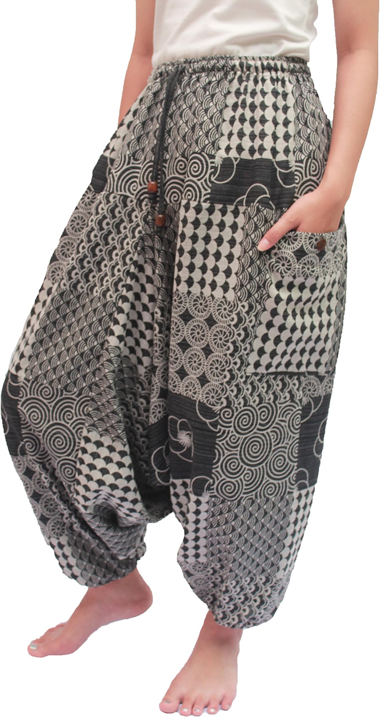 ChiangmaiThaiShop 100% Cotton Baggy Boho Aladin Yoga Harem Pants