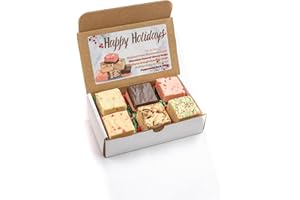 VALLEY FUDGE & CANDY Valley Fudge, Holiday Gift Box, Gourmet Xmas Christmas Candy Set, Assorted Flavors, Fresh Artisan Fudge, Real Butter, 6 Pieces, One and a Half Pounds
