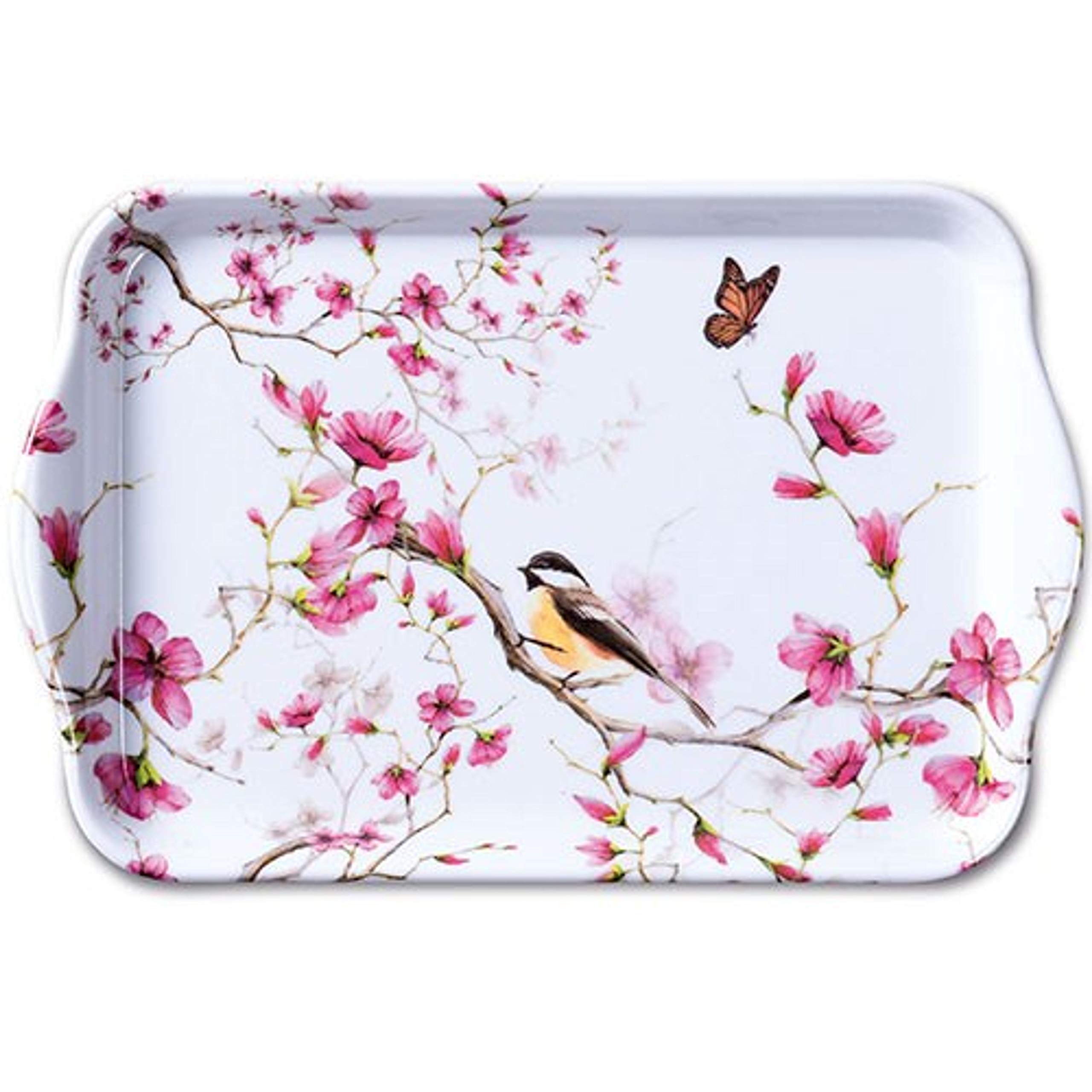 Ambiente Bird & Blossom White Individual Melamine Tea Tray 21cm x 13cm