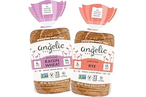 Angelic Bakehouse Sprouted Whole Grain Wheat Raisin Bread & Rye Bread Variety 2-Pack (20.5-oz.) - Non-GMO, Vegan and Kosher (2 Loaves), Tan
