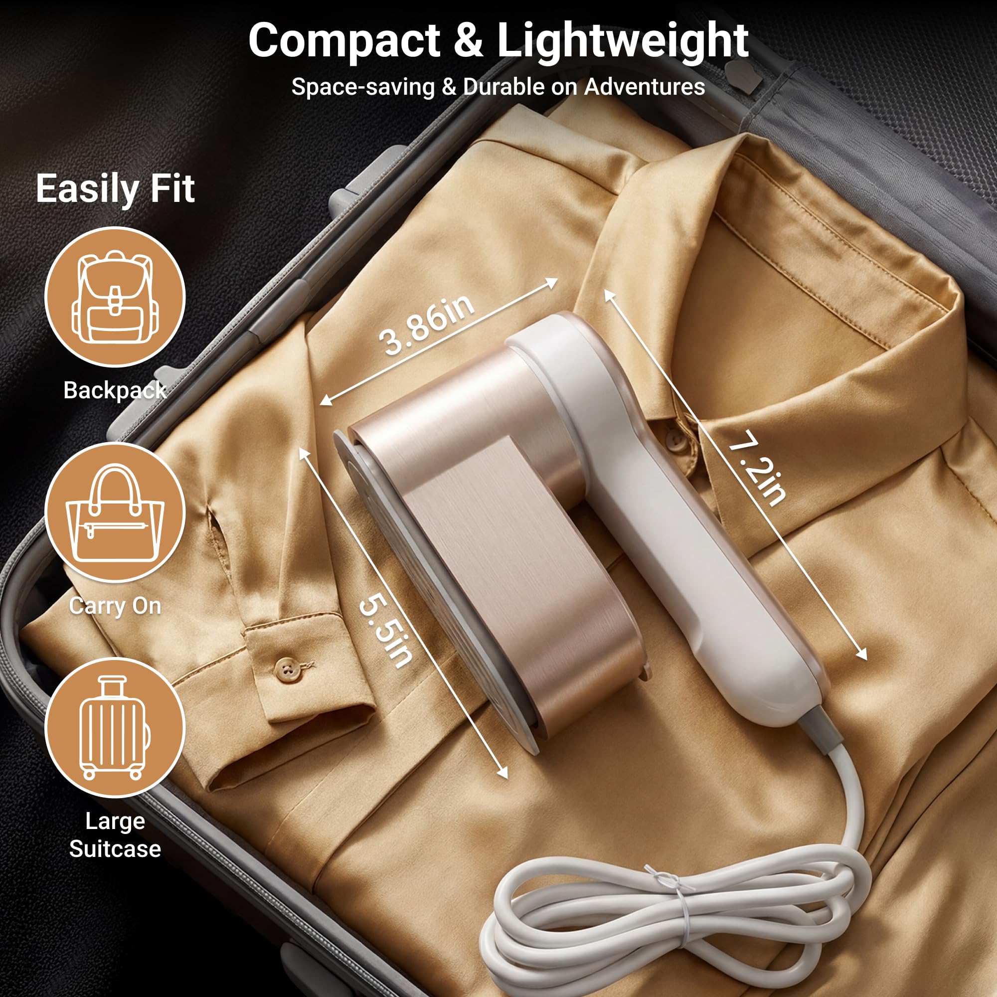 Condition photo showing New/Like New for homtera travel steamer for clothes, 2-in-1 portable steamer & travel iron, 1200w handheld garment st