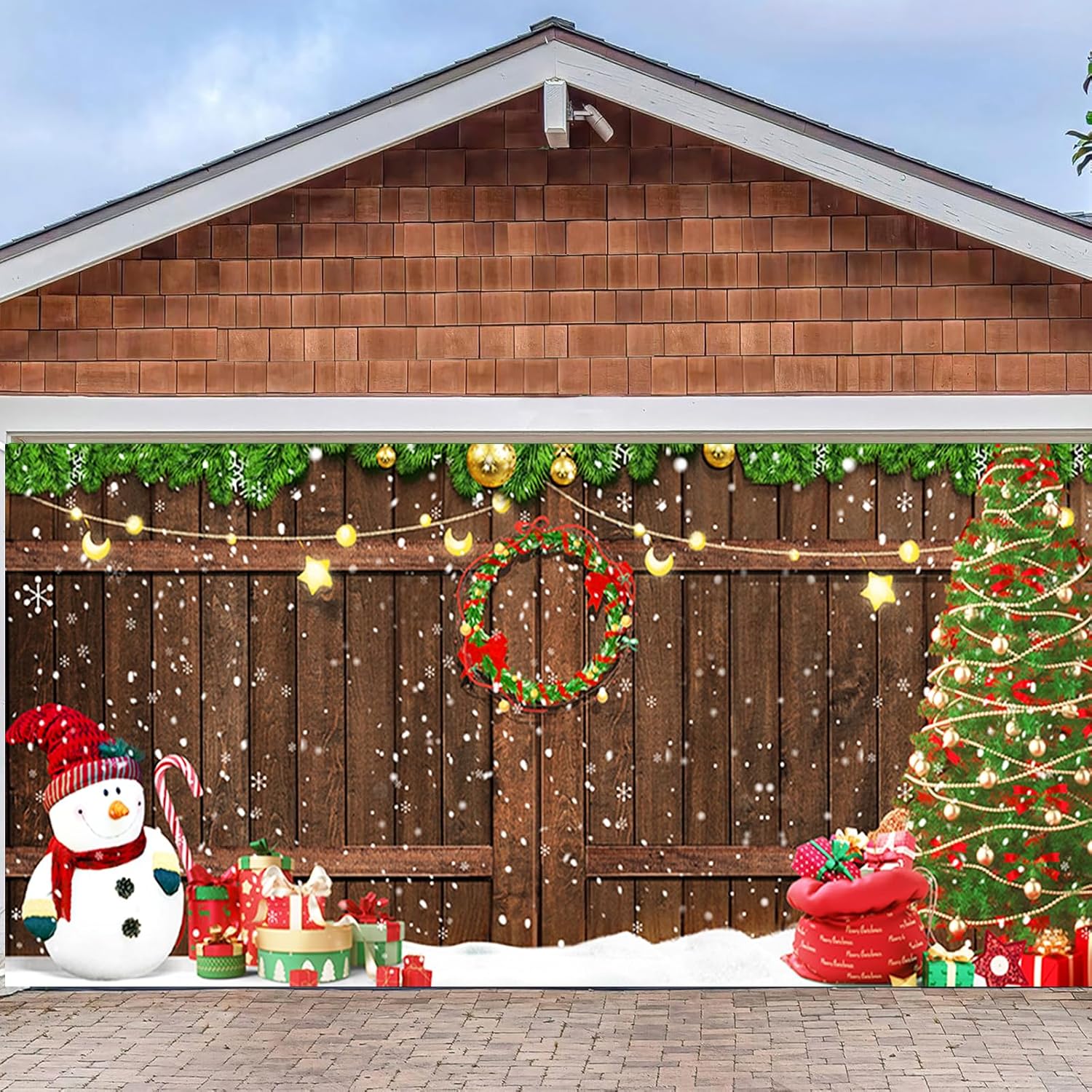 Garage Door Decorations - 6 x 13 ft Garage Door Christmas Decorations, 2023 Merry Christmas Garage Door Banner, Large Christmas Garage Door Decorations, Christmas Garage Door Cover for Nativity Holiday Wall Photo Background