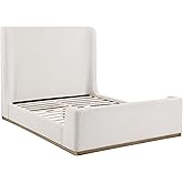 Coaster Home Furnishings - Nala - Wood - Upholstered Platform Sleigh Bed with Wingback Headboard, Foam Padding and Oak Base -