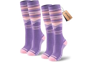 Supertrip 2 Pairs Merino Wool Ski Socks for Womens Mens, Full Cushion Thermal Winter Warm Thick Socks for Skiing Snowboarding