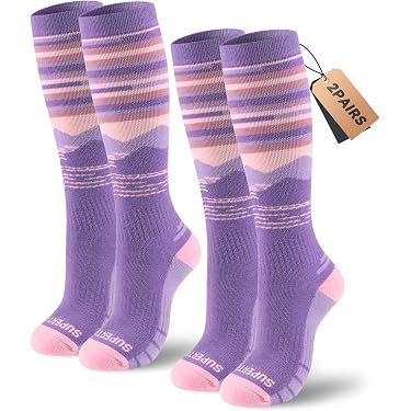 thumbnail image 2 of Thermal Ski Socks 3-Pack – Over The Calf, Breathable, Firm Compression, Unisex Winter Snowboarding Hiking Boot Socks 2 of 5