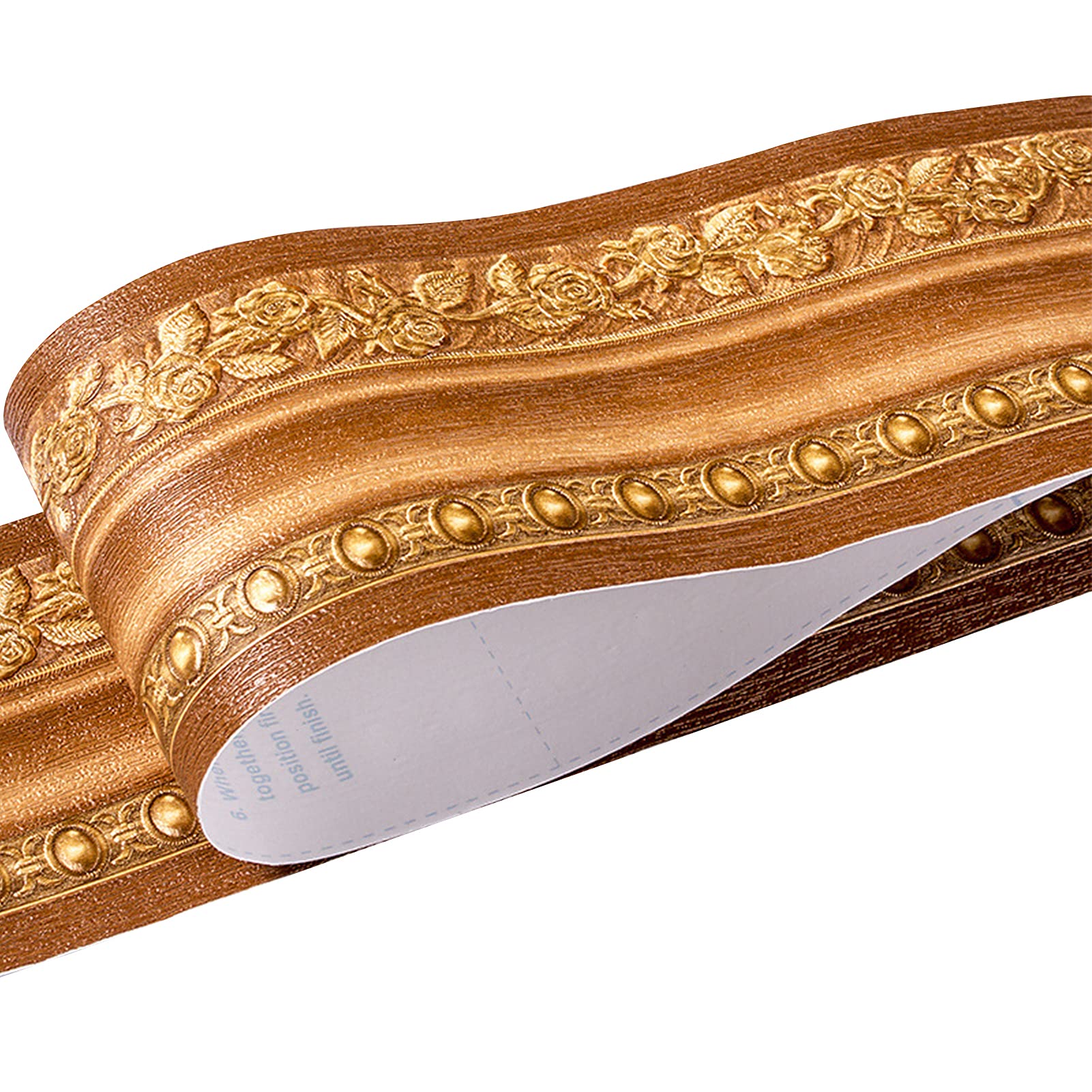 Elegant Vintage Wall Decal Border 3D Rose Pattern Peel and Stick Waterproof Removable Wallpaper Sticker Decoration for Living Room Bathroom Kitchen Tiles (Brown PalaceL)