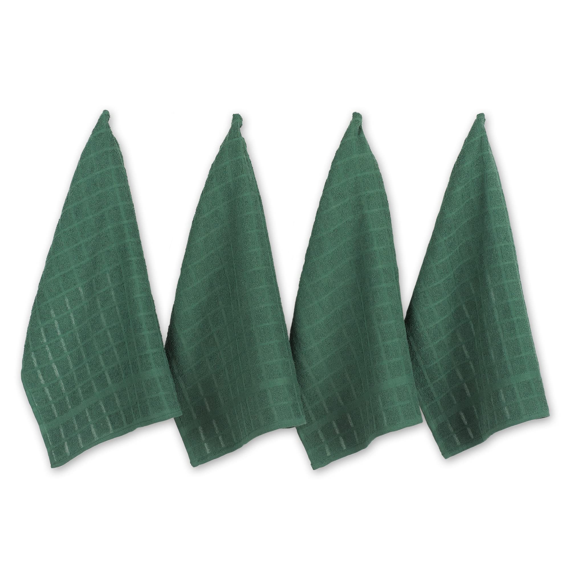 DII Windowpane Dishtowel Set, Cotton, Dark Green Solid, 16x26 — image 1