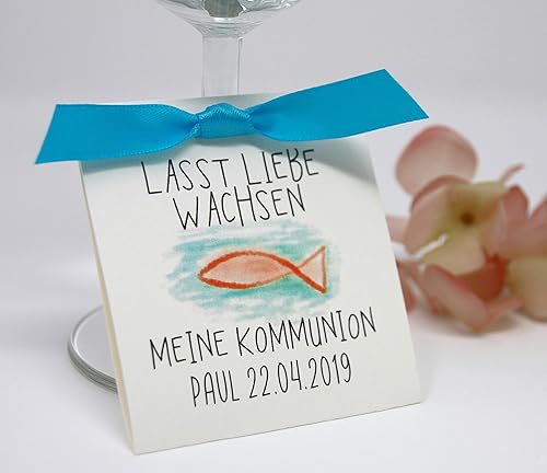 Gastgeschenk zur Konfirmation, Kommunion, Firmung Personalisiert inkl. Blumensamen Colorful Sea