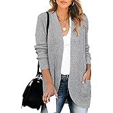 KIRUNDO Cardigan Sweaters for Women 2024 Fall Open Front Long Sleeve Loose Lightweight Knit Sweater Coat with Pockets