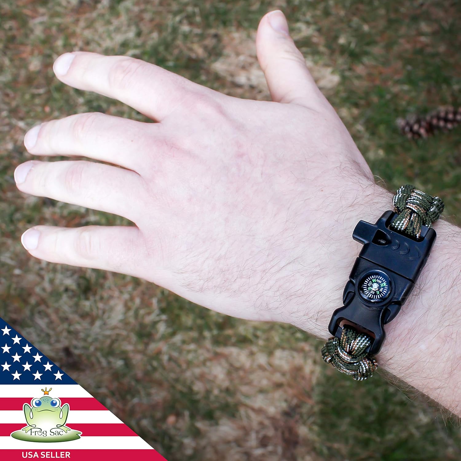 FROG SAC 3 Paracord Bracelets for Men - Camo Paracord Survival Bracelet Pack for Men with Compass, Fire Starter and Whistle - Tactical Gear Bracelets : Sports & Outdoors