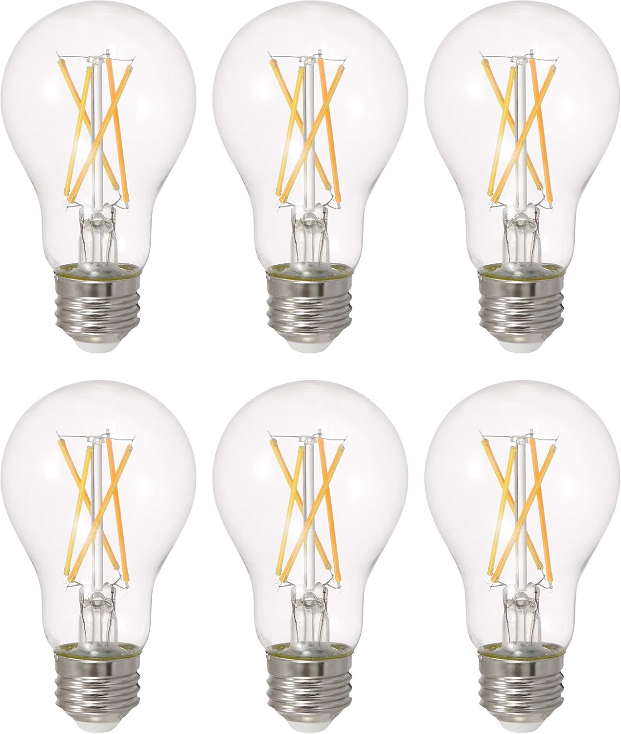 SYLVANIA General Lighting 40807, Soft White SYLVANIA LED A19 Natural Light Series, 75W Equivalent, Efficient 11W, Dimmable, Clear Finish, 2700K Color Temperature, 6 pack