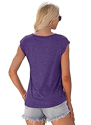 AUSELILY Womens Cap Sleeve T-Shirt Casual Loose Fit