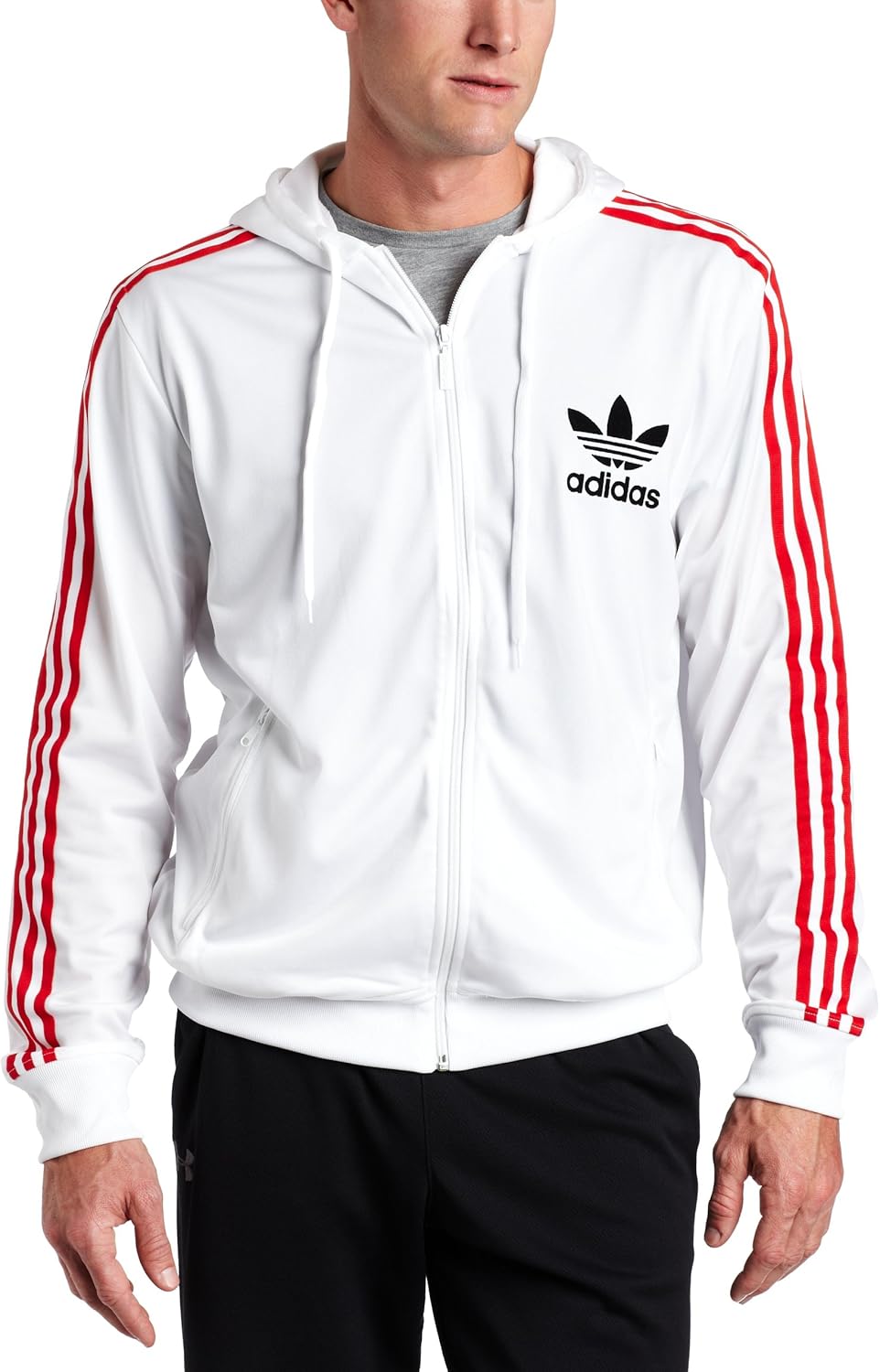 adidas Men's Adi Hooded Flock Track Top, white/light scarlet/black, Medium Amazon.in Clothing adidas Men's Adi Hooded Flock Track Top, white/light scarlet/black, Medium Amazon.in Clothing