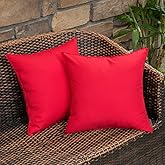MIULEE Pack of 2 Decorative Outdoor Waterproof Pillow Covers Square Garden Cushion Sham Throw Pillowcase Shell for Spring Patio Tent Couch 18x18 Inch Red