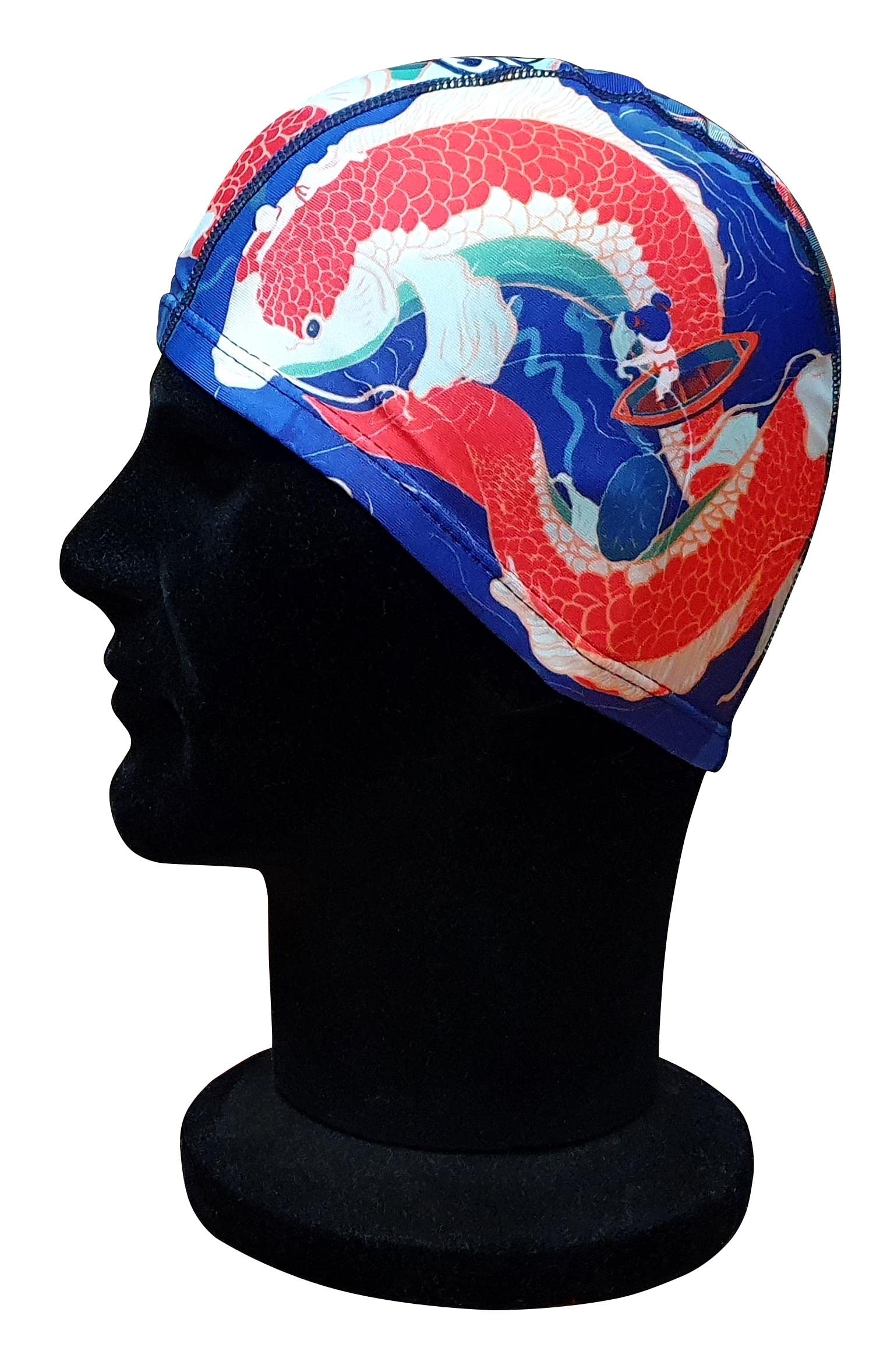 Blue Reef Stunning Asian Oriental Art Inspired Graphic Designs Spandex Elasticated Pull On Swim Cap For All Ages 3+ Years (Koi)