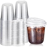 Ziliny 50 Sets Clear Plastic Coffee Cups with Sip Lids, Disposable Plastic PET Crystal Cups for Iced Coffee, Smoothie, Cold Beverage, Drink Shops and Party Catering(Clear,12 oz)