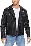 Fahsyee Men Faux Leather Jacket - Black Motorcycle