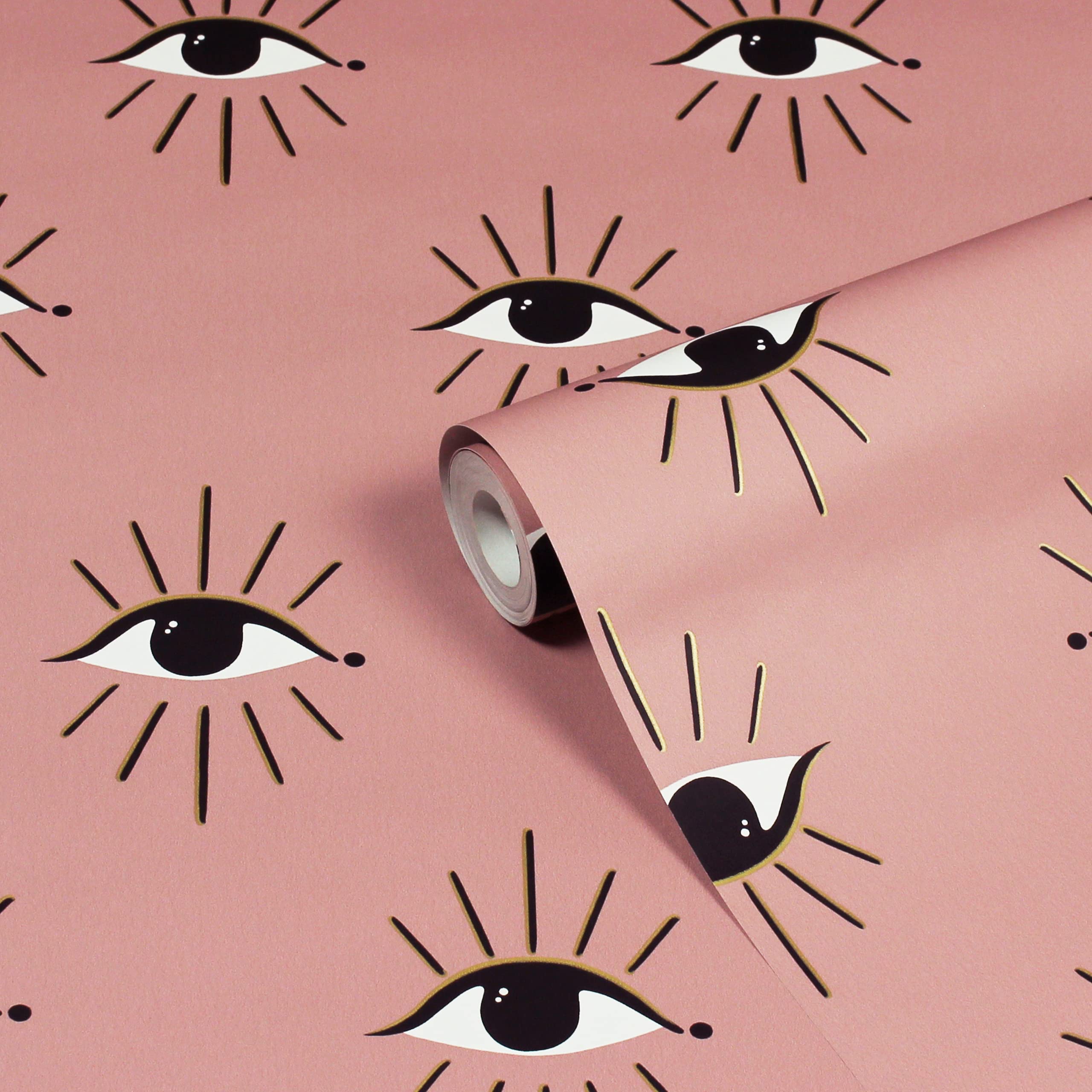 furn. Theia Abstract Eye Printed Wallpaper, Blush