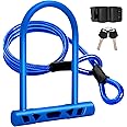SKYSONIC Bike Lock Heavy Duty Bike U Lock with Cable 14mm Shackle and 12mm x1.5m Cable and Sturdy Mounting Bracket for Mountain Bike Fold Bike Road Bike（Navy Blue）