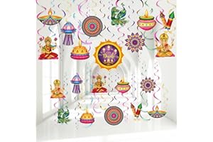 CLABBY 51 Pcs Happy Diwali Hanging Swirls Diwali Lights Party Hanging Swirls Deepavali Party Hanging Decorations Diwali Festival Hanging Decorations for Indian Diwali Deepavali Light Festival Party Supplies