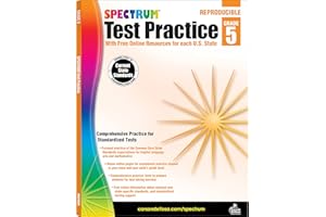 Spectrum 5th Grade Test Practice Workbooks All Subjects, Ages 10 to 11, 5th Grade Test Practice, Language Arts, Reading Comprehension, Vocabulary, Writing and Math Reproducible Book - 160 Pages