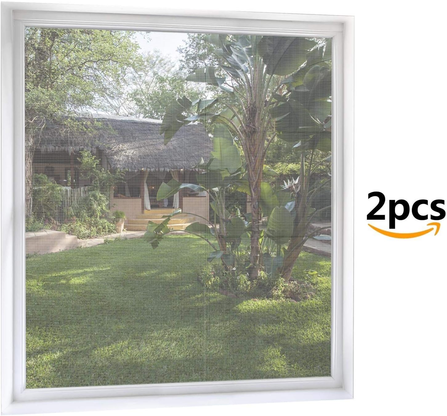MYCARBON Window Insect Screen 2 Pack 120 x 120 cm Insect Mesh Window Insect Screen Can Be Cut to Fit Without Drilling | Transparent | Insect Protection Mosquito Window Net White