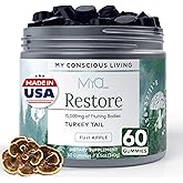 MYCL Restore Turkey Tail Mushroom Gummies for Adults and Kids, 500mg Whole Fruiting Bodies - TurkeyTail Mushroom Supplement - Vegan, Gluten Free - Fuji Apple 60 Count