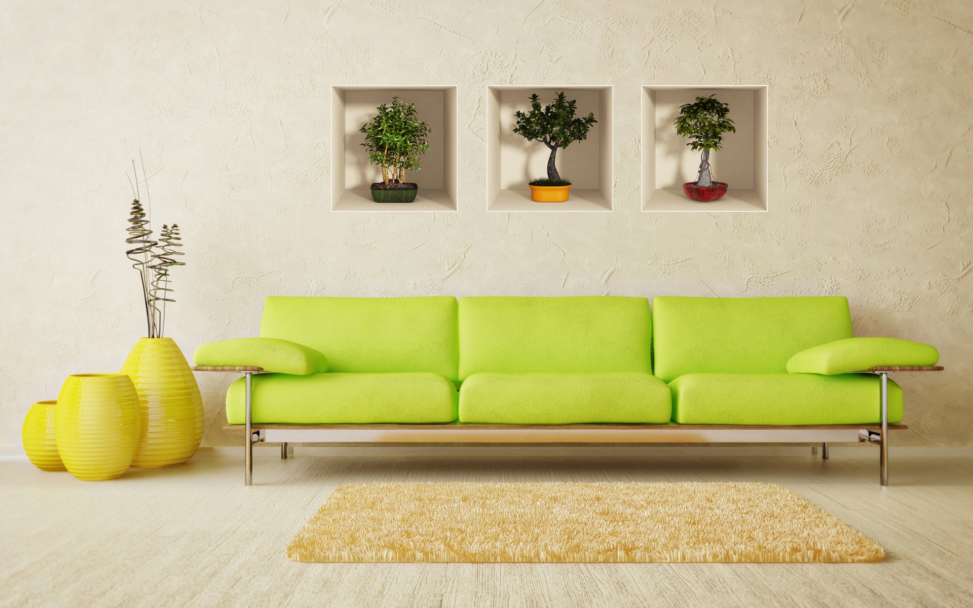 Ambiance 3D Vinyl wall sticker of Bonsai plants for home decoration - 30 x 90cm