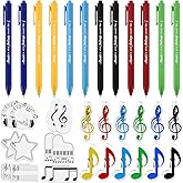 Youdaju 12 Sets Bulk Music Themed Gifts Including Music Ballpoint Pen Music Sticky Notes Music Clip, Music Teacher Appreciation Gift Music Gift for Rewards Marching Band School Supplies