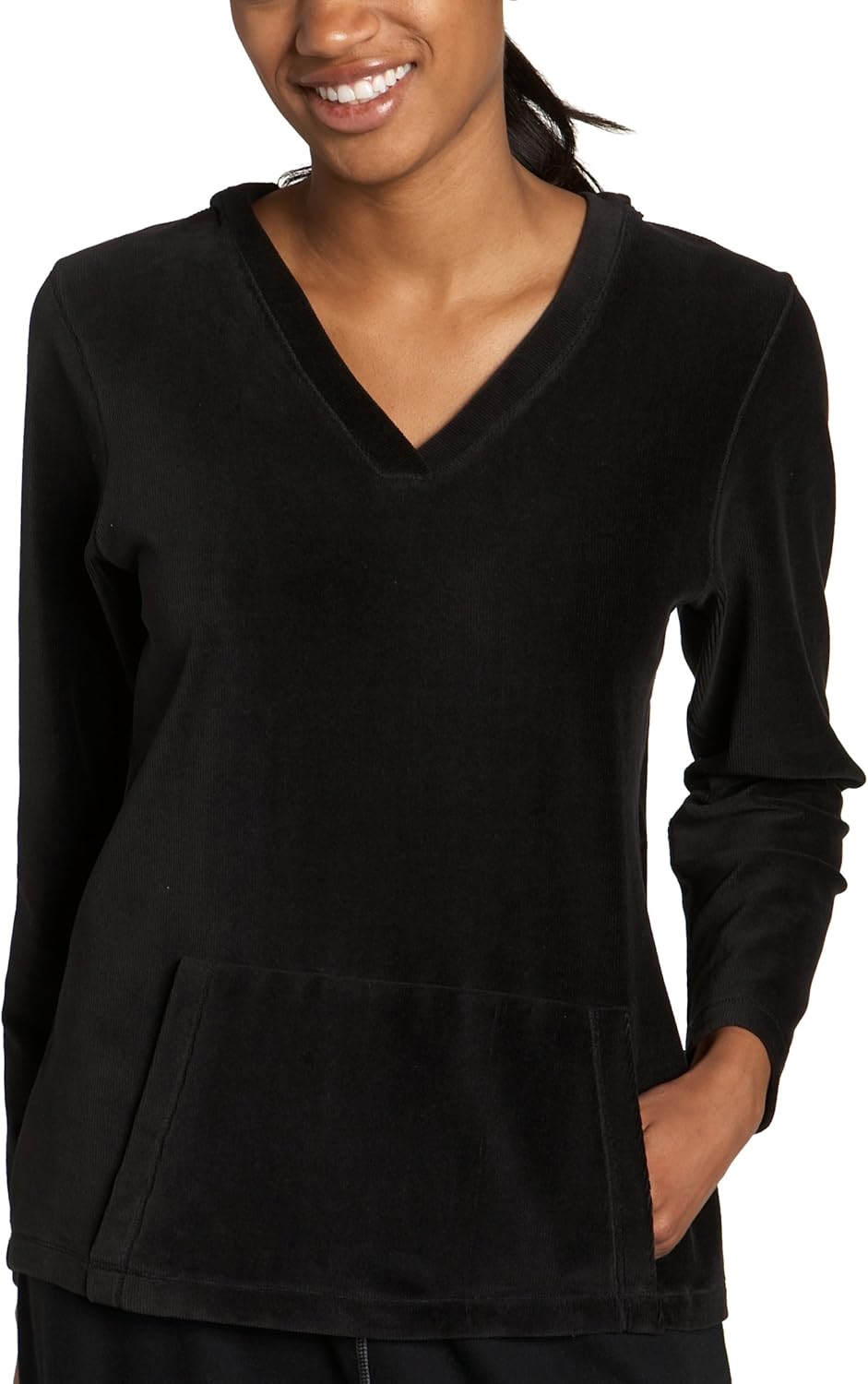 HUE Women's Hooded Bed Jacket, Black. Small at Amazon Women’s Clothing