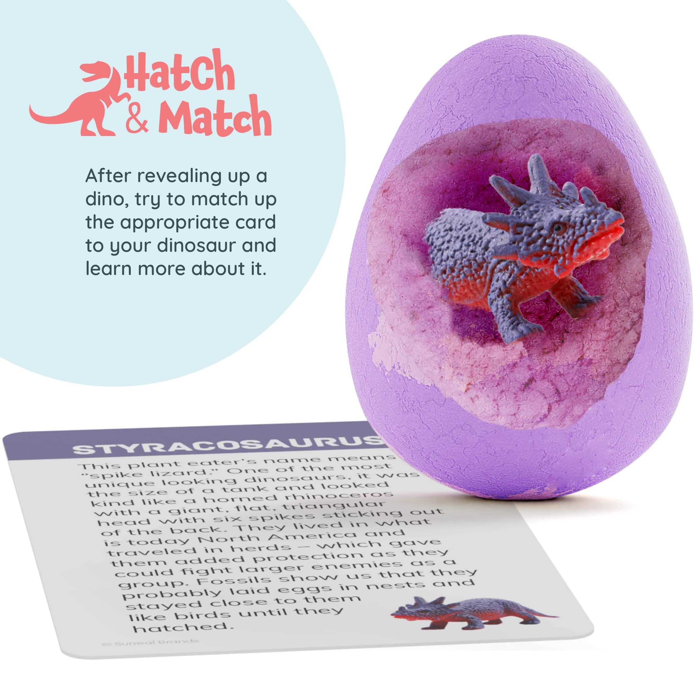 Dan&Darci Dino Egg Bath Bombs for Kids - Kid Baths Bomb with Surprise Inside - Dinosaur Toys Gift for Boys and Girls Ages 6 7 8 Years Old Gifts - Fun Educational Toy Fizzy - Basket Stuffers