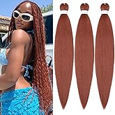 Pre Stretched Braiding Hair 26 Inch 3Packs Ginger Braiding Hair for Braids, Soft Yaki Texture Box Braids Hot Water Setting Sy