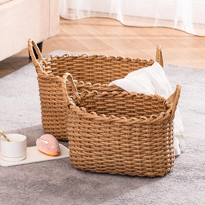 Vosson Woven Laundry Basket with Handles