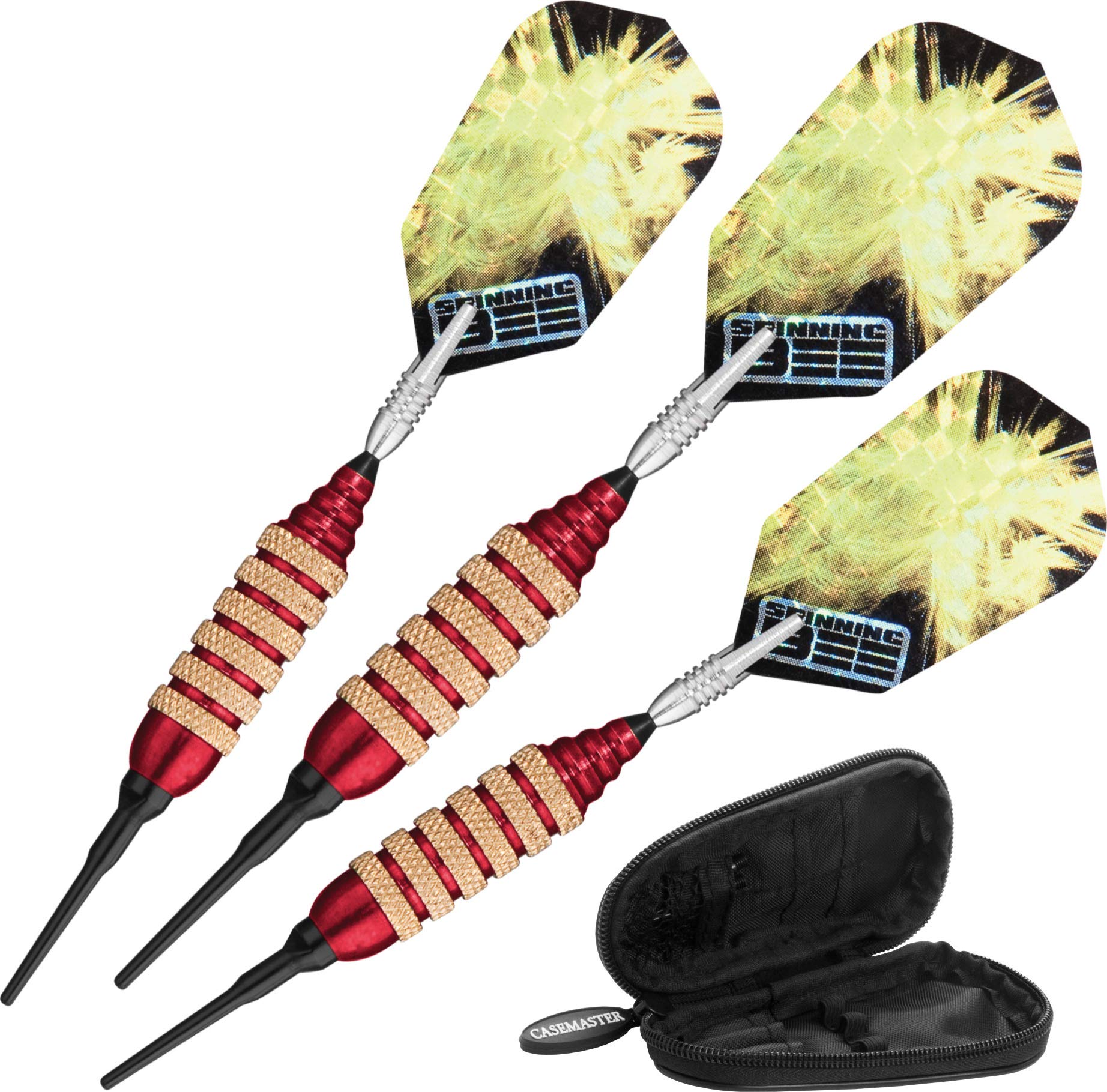 Viper Spinning Bee Soft Tip Darts with Casemaster Storage/Travel Case, Red, 16 Grams