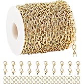 YOUBEIYEE 32.8 Feet Gold Plated Chain for Jewelry Making Lightweight Aluminum Paperclip Chains Bulk Jewelry Making Chains
