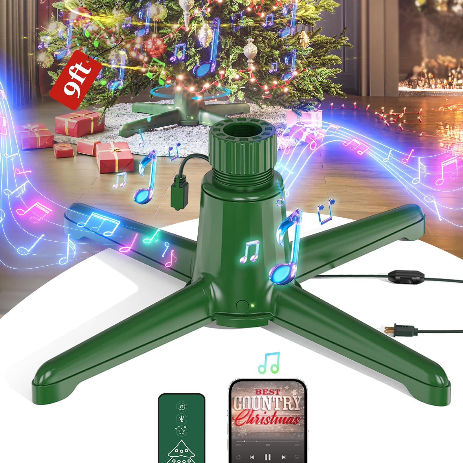 Photo 1 of Musical Rotating Christmas Tree Stand?Patent Pending?, Anti-tilt Noiseless, Up to 9ft 120 lb Artificial Christmas Tree