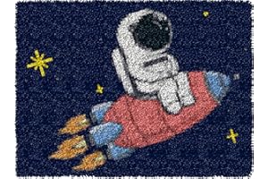 TEZKIM Latch Hook Kits for Adults Kids Printed Canvas Handmade Rug Making Kits Tapestry Kits Doormat Carpet DIY Embroidery Kits Festival Gift Home Decoration (F,19.6Inch X 15inch)