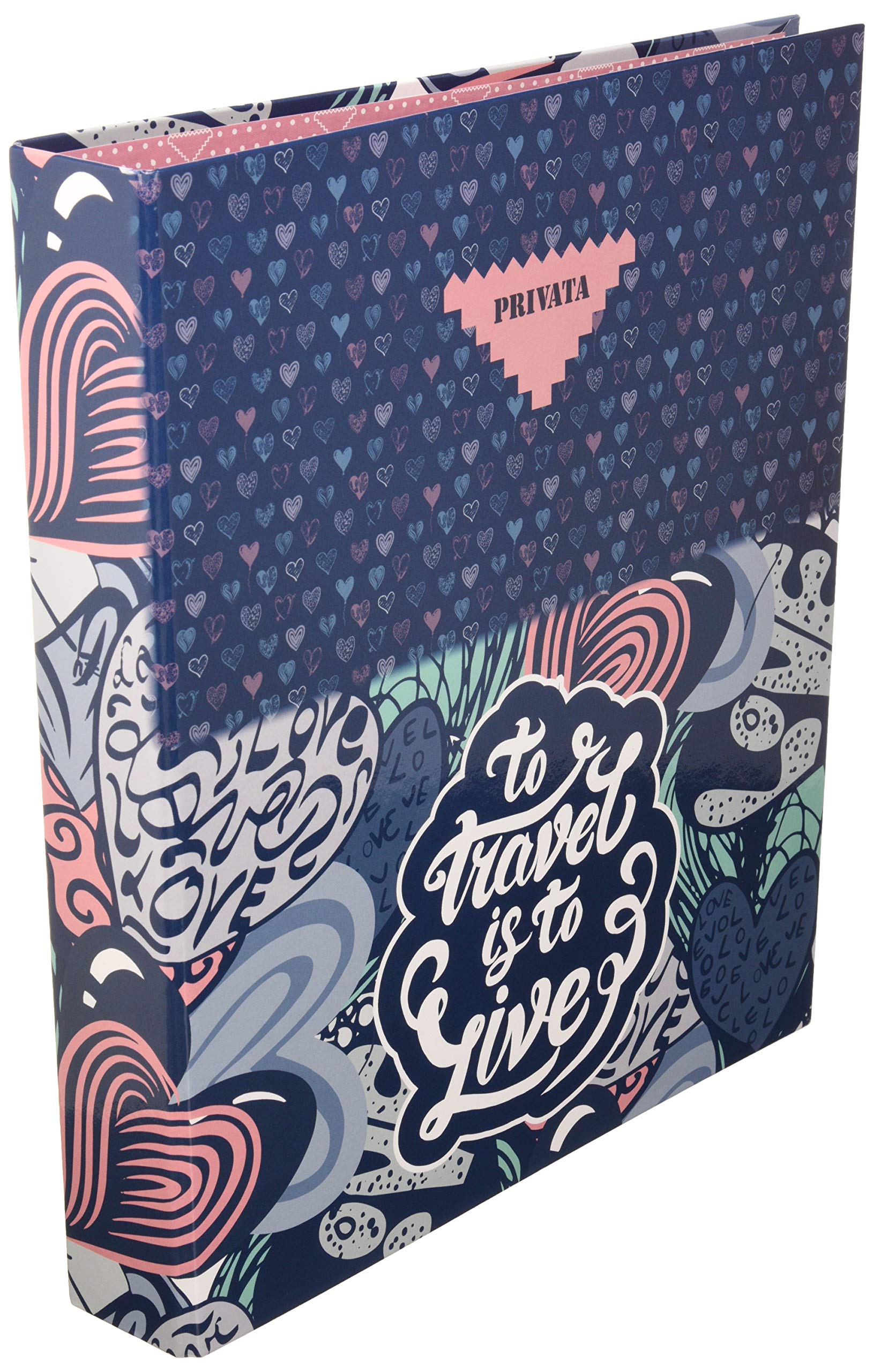 Privata Live 4 Ring Binder | 4 Rings A4 School Folder, Youth Ring Folder with Hard Cover of High Quality Cardboard – Measures 26.5 x 34.5 x 5 cm