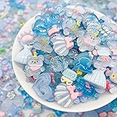 JINDUODUO 60 Pcs Slime Charms Bulk DIY Craft Making Kit, Cute Flat Back Resin Charms for Crafts (Blue)