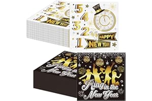 HOWAF 40pcs New Year Napkins 2026, New Year Party Beverage Napkins, New Years Decorations 2026 Disposable Paper Napkin, New Years Eve Napkin Set
