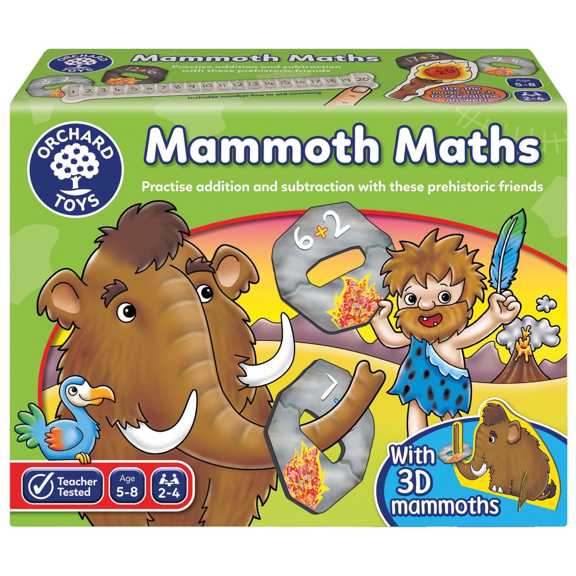 Orchard Toys Mammoth Maths Game, Educational Addition and Subtraction, Magic Viewer Reveals the Answer, Educational, Fun and Interactive, Age 5-8