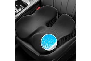 ZIKEE Car Seat Cushion for Driving with Cooling Gel, Ergonomic Memory Foam Seat Cushion for Car Provides Sciatica, Back, Tailbone Pain Relief and Intimate Ventilation, Anti-Slip & Breathable Cover
