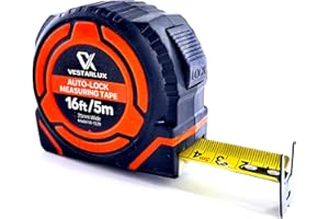 VESTARLUX AutoLock Tape Measure Heavy Duty Self-Locking Measuring Tape with Multi-Catch Hook, 1-Inch Wide Blade Dual Scale Im
