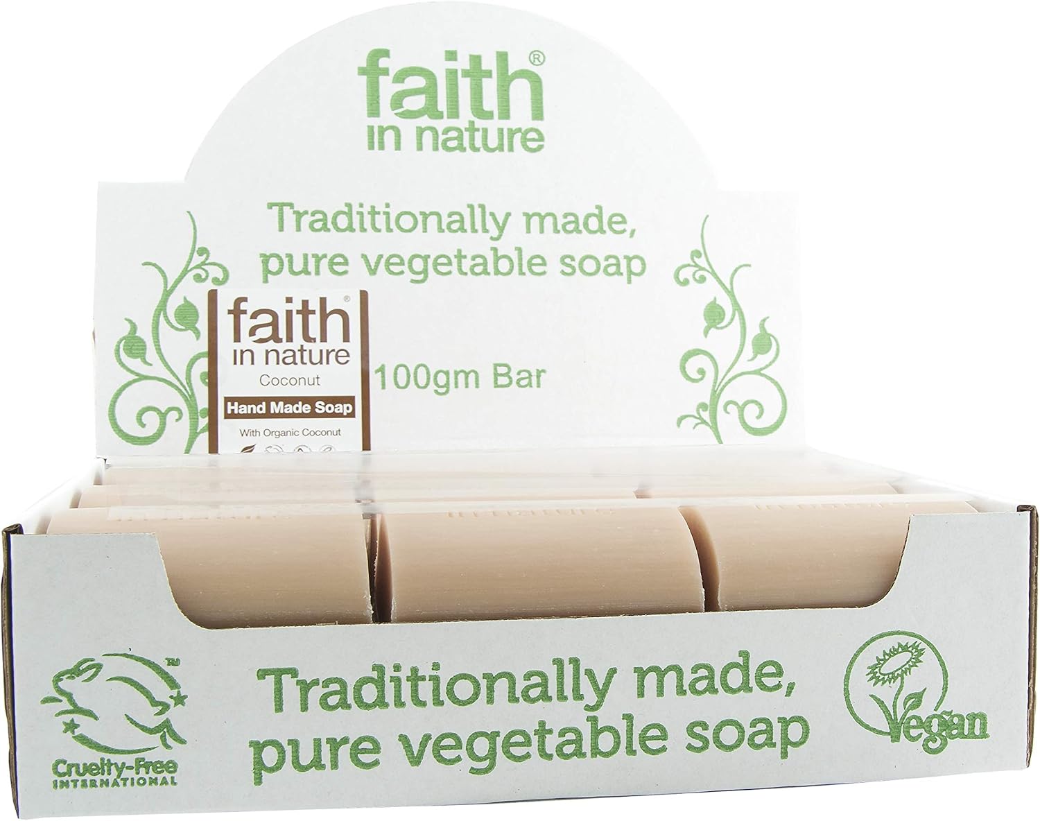 Faith In Nature Natural Coconut Hand Soap Bar Box Set, Hydrating, Vegan & Cruelty Free, No SLS or Parabens, 18 x 100g - Image 3