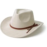 EOGIMI Suede Cowboy Hat for Women &amp; Men Classic Western Hats | Brown Suede Bow Trim, Wide Brim, Teardrop Crown, Adjustable Strap Inside, Interior Sweatband, Ideal for Western Look