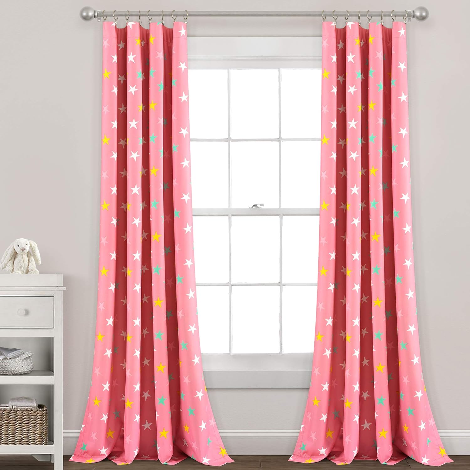 Lush Decor Baby Unicorn Heart Rainbow Star Blackout Window