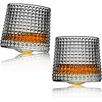 Whiskey glasses,Rotatable Decompression-8 Oz old fashioned whiskey glasses set of 2,bar whiskey glasses,style glassware…
